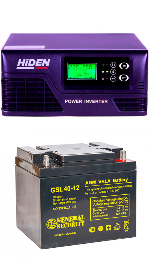 Комплект: источник бесперебойного питания Hiden Control HPS20-0312 + 1 аккумулятор 40 ампер