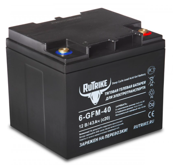 Тяговый аккумулятор RuTrike 6-GFM-40 (12V43A/H C20)