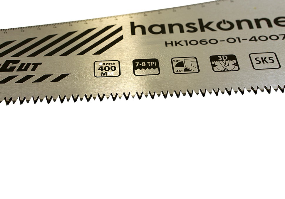 Ножовка по дереву, 400мм, 7-8 TPI, SK5, 3D зуб, Hanskonner