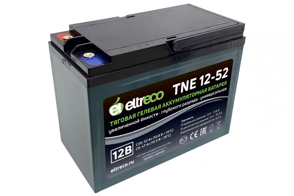 Тяговый гелевый аккумулятор Eltreco TNE12-52 (12V45A/H C3)