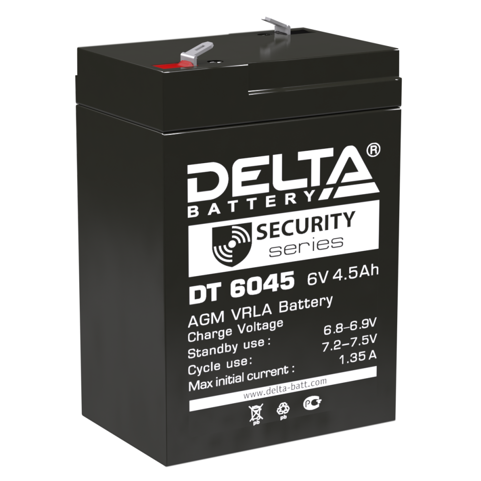 Аккумулятор 6 вольт 4.5 ампер - DELTA DT 6045