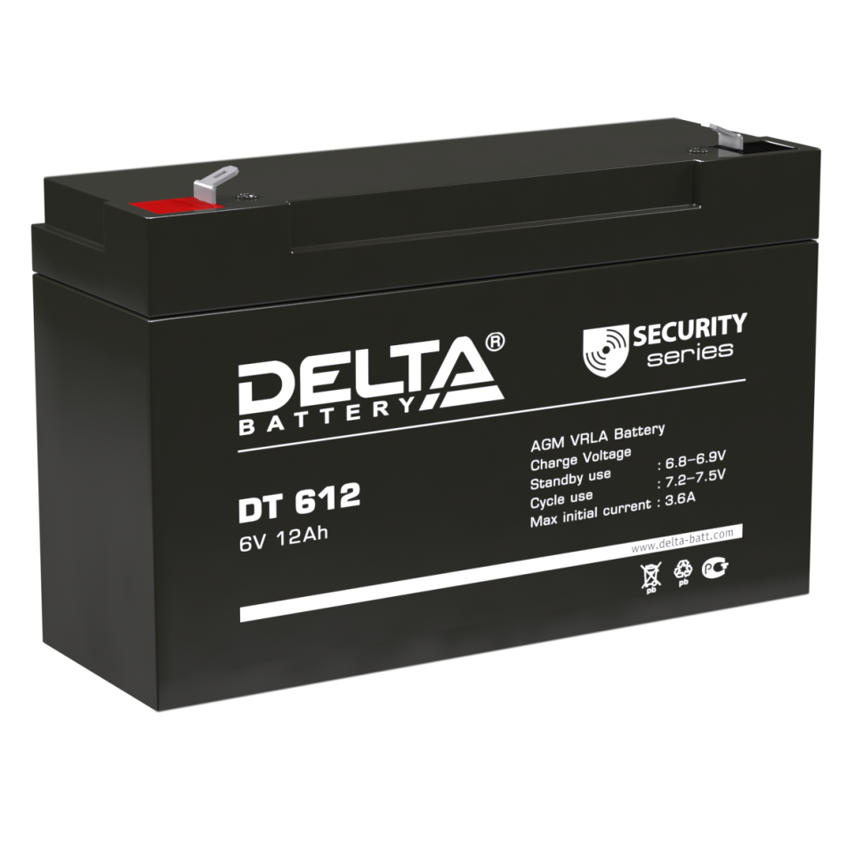 Аккумулятор 6 вольт - 12 ампер (DELTA DT 612)